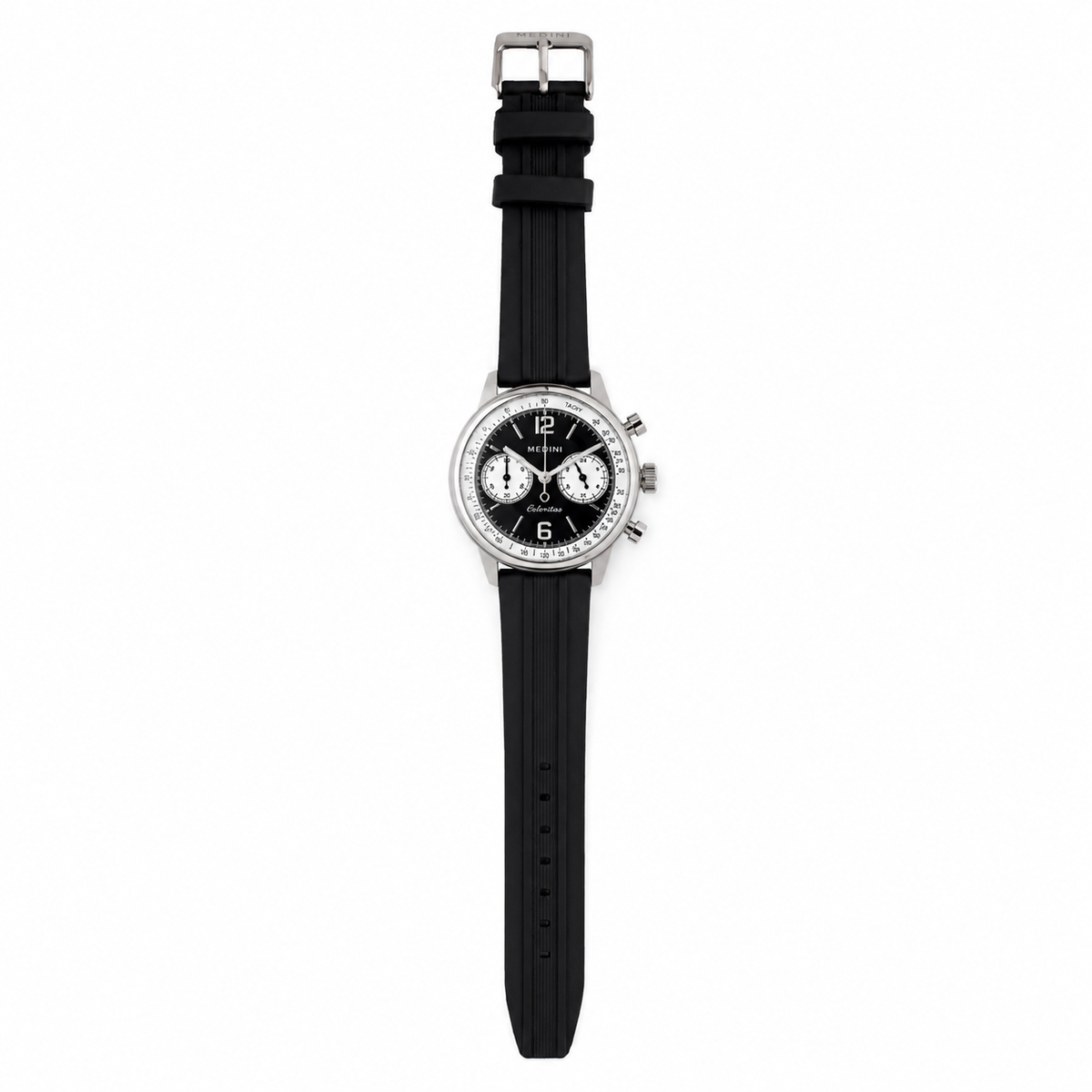 FKM Black Rubber Strap / Silver Pin Buckle