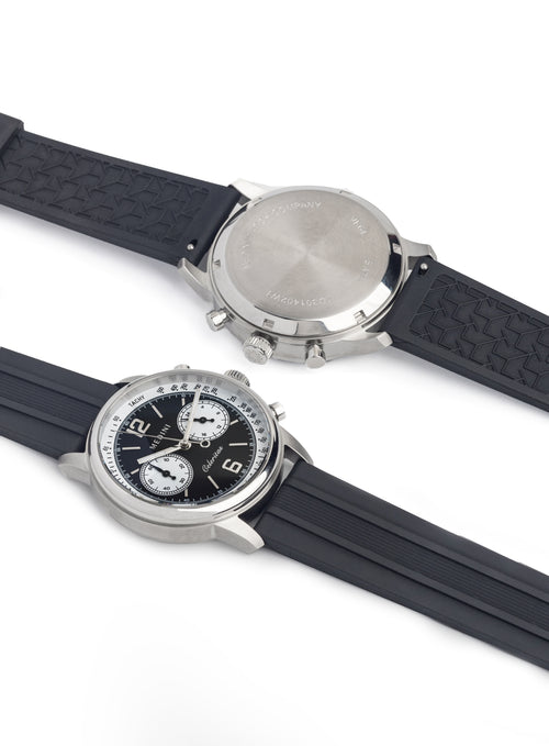 FKM Black Rubber Strap / Silver Pin Buckle